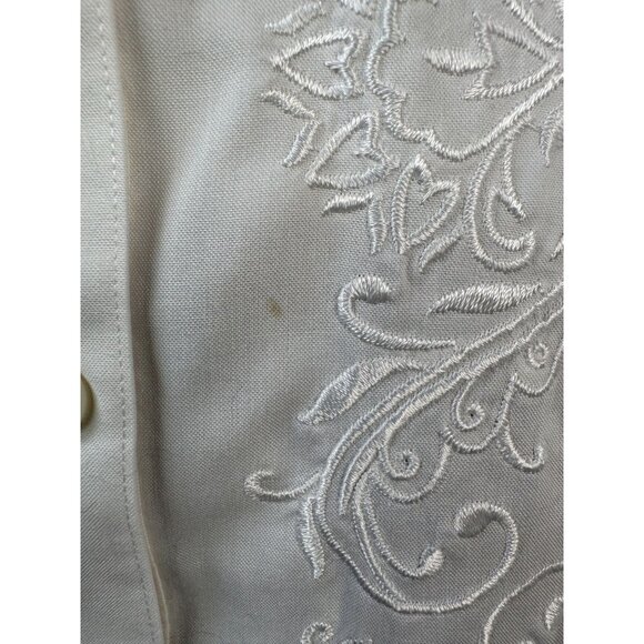Gold Label Investments Non-Iron White Embroidered Button-Up Shirt 16W 100% Cotto - Picture 13 of 16